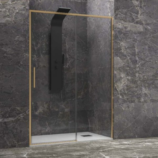 Параван за баня с една плъзгаща врата Karag Lea 400 Oro, 140x200cm, злато мат